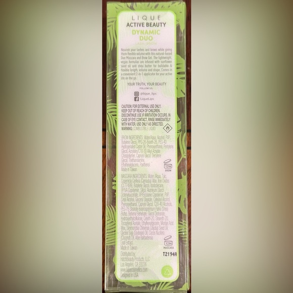 Lique Active Beauty “Dynamic Duo” Black Mascara & Clear Brow Gel Double Wand NIB - Picture 2 of 3